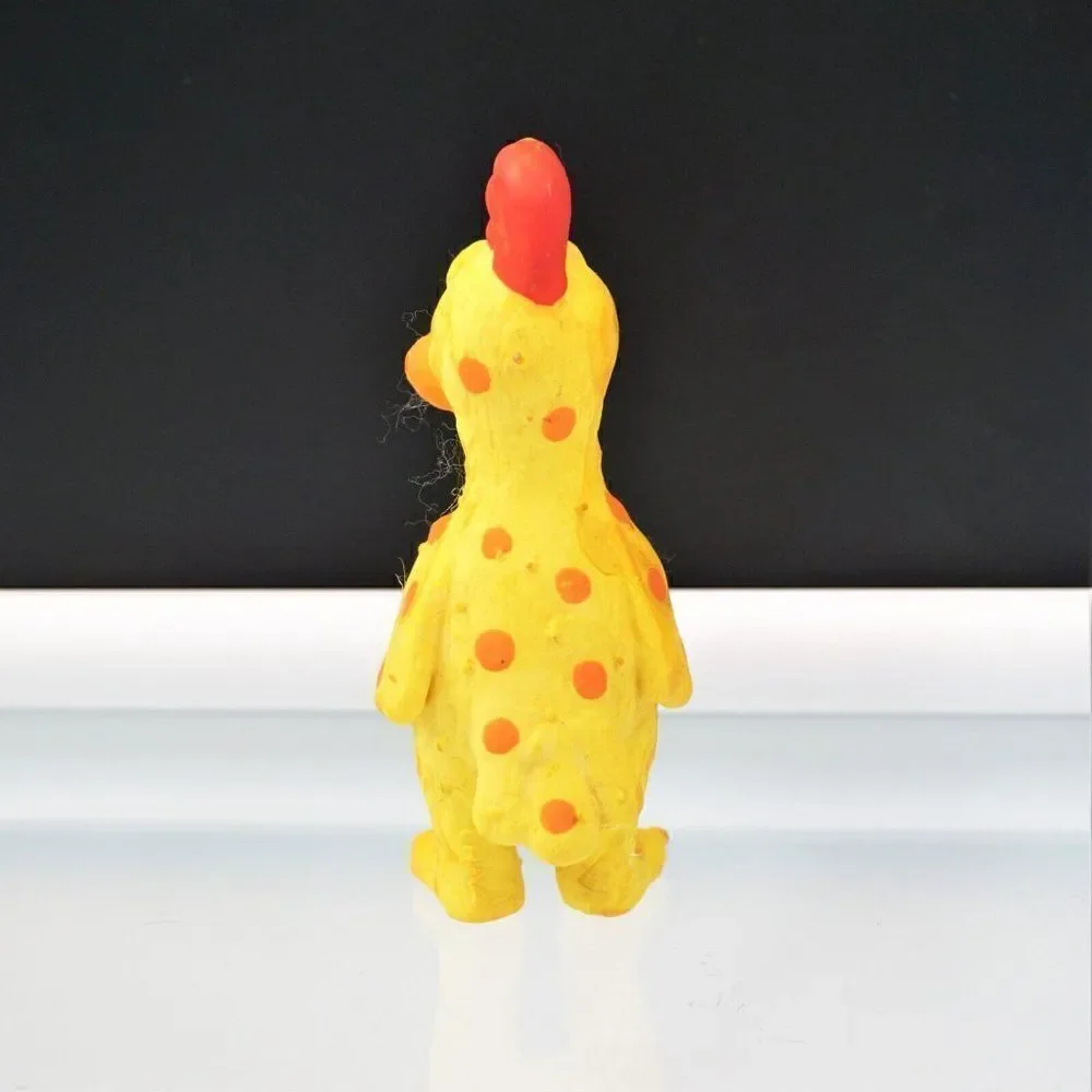 Yellow Squeaky Hen Dog Toy Latex Rubber